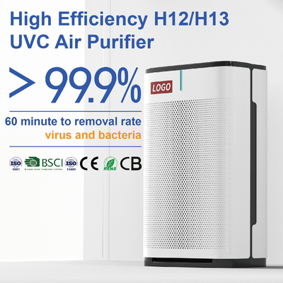 220V 120W UV HEPA Hava Temizleyici 600 Sq Ft Büyük Oda Hava Filtresi